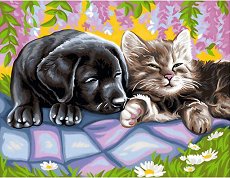 Нарисувай картина KSG Crafts - Куче и коте - раница