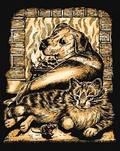 Създай сам златиста гравюра - Куче и котка - играчка