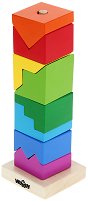 Сглоби кула от блокчета - Дървена играчка за нанизване - играчка