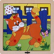 Дървен пъзел в рамка - Коте - пъзел