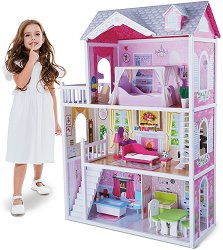 Дървена къща за кукли - Moni Aria - 